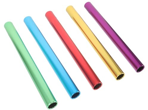 DIYEAH 5 Bastones de Relevo de Aluminio Galvanizado Antideslizantes, Varillas Ergonómicas Multicolor (2,7 Cm) para Competición Atlética y Entrenamiento de Carreras de Pista al Aire Libre