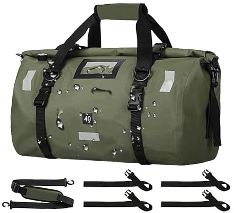 Generico Bagagli per moto - Zaino grande da 40 litri per moto - Strisce riflettenti Bagagli da viaggio per esterni, Borse da sella versatili per viaggiare, campeggio, kayak