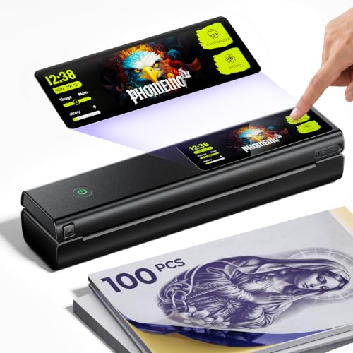 Phomemo L85 Imprimante Tatouage avec 5'' écran Tactile, Thermique | Thermocopieur Tatouage avec 100 Feuilles Papier Haut de Gamme, Imprimante Stencil pour Artistes et Débutants