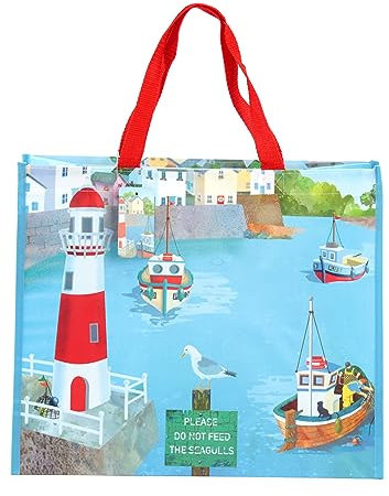 Puckator Jan Pashley Seaside Reusable Shopping Bag - Shoulder Bags - Handbags for Women - Canvas Tote Bags for Women - Shopping Hand Bag - Large Ladies Bags - Aesthetic Stuff - Big Foldaway Bag