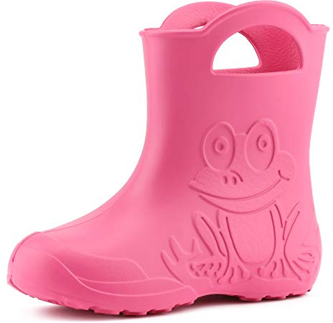 Ladeheid Stivaletti Pioggia Bambino in EVA, Leggeri Stivali Pioggia Bambina con Motivo a Rana, Facili da Pulire Stivaletti Bambina, Scarpe Bambino per Scuola LA-CA-01 (Rosa, 26/27)