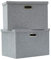 AlphaHome Extra Large Storage Box with Lid, Collapsible Linen Fabric Storage Baskets with Galvanized Metal Handles, Set of 2 (Glaucous Grey, 44x31x29cm)