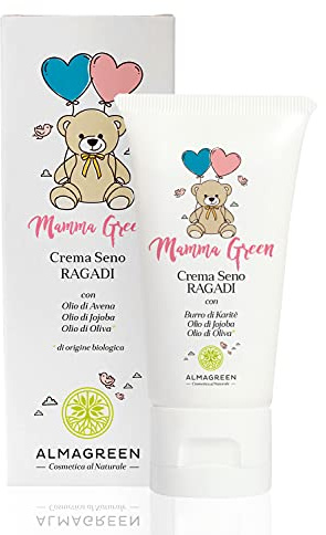 Almagreen Crema curativa per il Trattamento Ragadi al seno con Oli Naturali e Vitamine - Ripara e lenisce la Pelle delle donne in Gravidanza e delle Mamme 50 ml