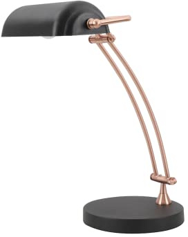 F BRIGHT Lámpara de Escritorio Tipo Banquero Abatible Diseño Metálico (Negro)