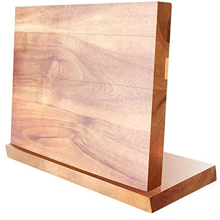 Porta Coltelli da Cucina Magnetico, Ceppo Coltelli Vuoto Doppio Lato Magnetico, Portacoltelli Universale Senza Coltelli, in Legno di Acacia per Riporre i Coltelli in Modo Sicuro e Ordinato