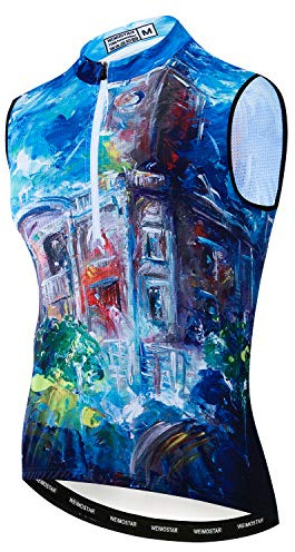 Gilet da Ciclismo Uomo, Maglia Senza Maniche per Bici Traspirante MTB Abbigliamento Estivo Bici Riflettente Ad Asciugatura Rapida Top a 3 Tasche, 16, XL