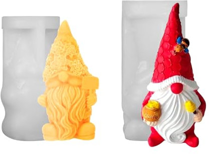 2 Gnomo di Natale stampo in silicone,3D stampi candela di Natale,nano di Natale stampo in resina epossidica,Stampo di colata dell'artigianato di DIY per il sapone Candy Candle Christmas Gnome Making