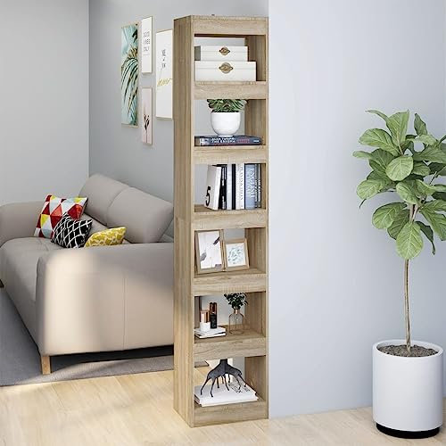 CKioict Eckvitrine Modernes Standregal Wohnzimmermöbel Bücherregal/Raumteiler Sonoma-Eiche 40x30x198 cmfür Wohnzimmer, Schlafzimmer, Büro