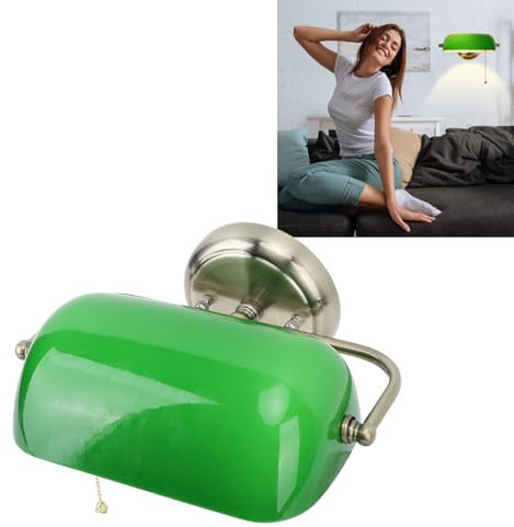 Sxhlseller Lampada da Parete Verde da Banchiere, Applique da Parete per Interni Vintage con Interruttore a Catena, Lampada da Parete per Banchieri per Camera da Letto, Sala da Pranzo,