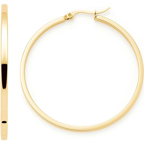 Leonardo Jewels Creole Marli 023576 - Coppia di orecchini a cerchio in acciaio inox, diametro 5 cm, chiusura con fermaglio pieghevole, gioiello regalo, Eine Grösse, Acciaio inossidabile, Nessuna