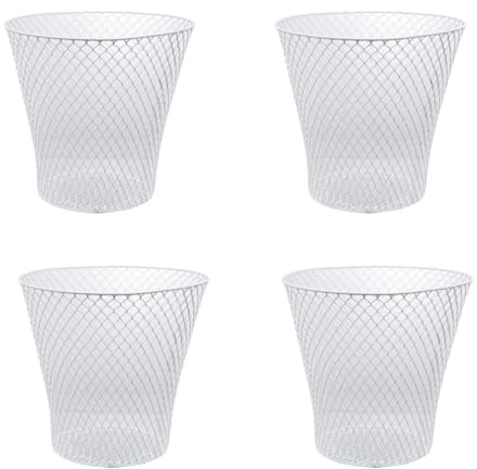 Generic SOL MAR White Wired Mesh Waste Basket 4 Pack 10.75 in Tall (2.72 Gallons = 10.89 Quarts = 10.3 Liters of Volume) Office Classroom Crafts Bathroom Garden Plant Cover Bonus Item Ettec