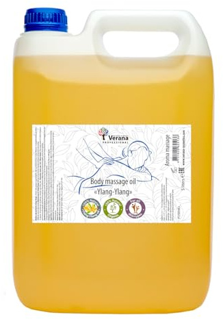 Verana Massageolja Ylang Ylang, Naturlig, för Kroppen, Alla Hudtyper, Föryngrande och Vitaliserande, Anti Aging, Lyftande Effekt, Aromaterapi (5L)