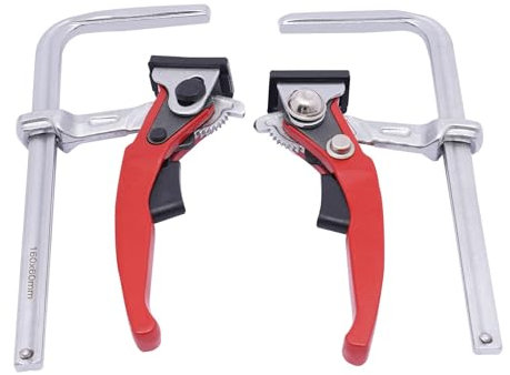 2 Stück Hebelzwinge Ganzstahl Klemme Ratschenklemmen Tischzwinge Handzwinge Zwinge Einhandzwinge Klemmdurchmesser 160mm Kraftvolle Zwinge für Schleifen, Schneiden