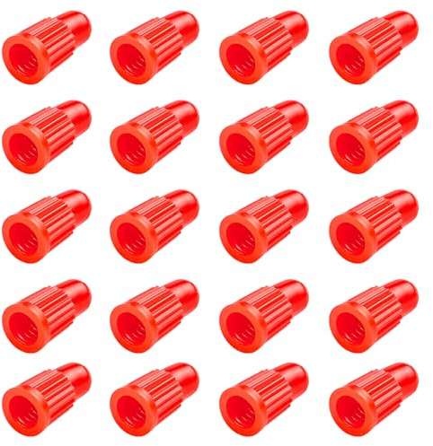 EVOZOOD Red Plastic Bike Tire Valve Caps (20 Pack) - Compatible with MTB, Road Bike, Bicycle - Presta/French Valves
