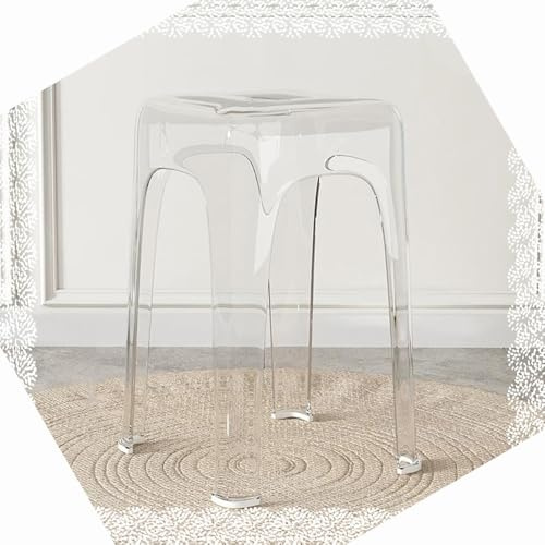 Tabourets Empilables pour La Maison Tabouret Transparent Tabourets Hauts Empilables 46 Cm Tabouret De Bar en Acrylique pour Réunions De Famille, Salon, Cuisine (Blanc)
