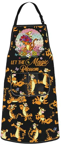 WZMPA Funny Tiger Kitchen Apron for Tiger Fans Gift Let The Magic Blossom Adjustable Apron with Pockets