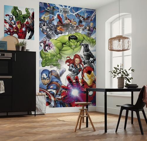 Komar Fleece Photo Wallpaper Marvel Avengers Protect Size 150 x 250 cm Children's Wallpaper Children's Wallpaper