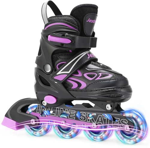 Inline Skates Kinder Verstellbar für Mädchen Jungen, Rollschuhe inliner Skates mit Leuchtenden Radern bis zu 4 Größen verstellbar Rollerskates (L (EU 36-40))