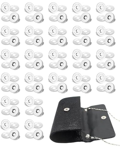 JUKOTA 24 Botones Magnéticos, Botón de Cierre Magnético, Magnético Botón Metal para Bolsos, Costura, Manualidades, Ropa, 14mm