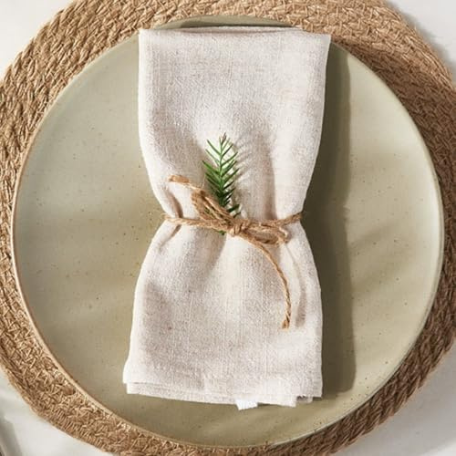 Tygservetter beige, 12 stycken servetter tyg 40 x 40 cm, linneservetter bröllop födelsedag jul bordsdekoration