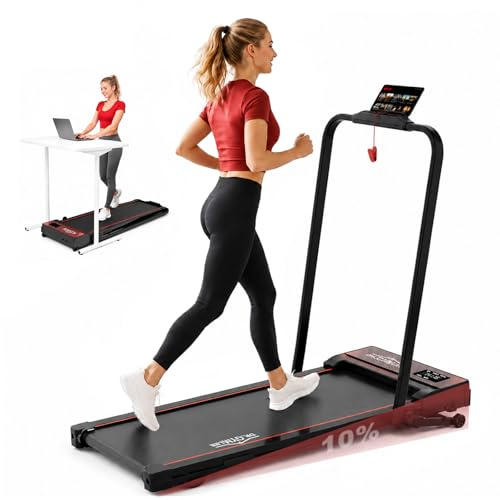 DR.GYMlee Tapis Roulant 4 in 1, Pieghevole per Casa e Ufficio, da Scrivania 1–12 km/h, Silenzioso e Compatto per Camminata e Jogging, per Principianti con Telecomando e Display LED