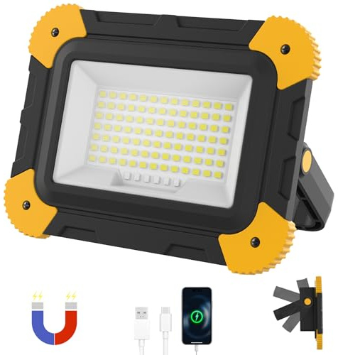 T-SUNUS Portable LED Work Light 40W Super Bright for Fishing Hiking Garage | USB Rechargeable Floodlight with 180° Rotation, 5 Modes Outdoor Security Light, Workshop Lamp, Camping light