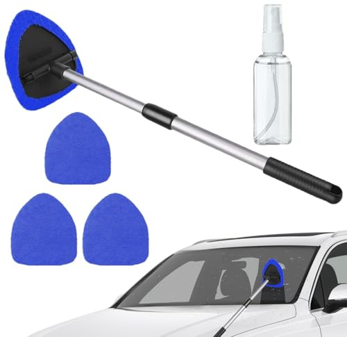 Kit D Outil De Nettoyage Pour Pare-brise De Voiture Extensible, Bras Télescopique De Nettoyage Pare Brise, Avec 3 Brosse Lavage Voiture En Microfibre, Brosse De Fenêtre Telescopique Rotation À 180°