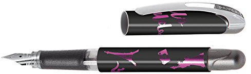ONLINE 12361/3D Stylo plume College Fashion Style Hello World Black, plume M, pour cartouches d'encre standard