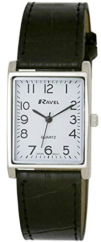 Ravel - Montre Traditionnelle Unisexe rectangulaire avec Cadran à Chiffres clairs