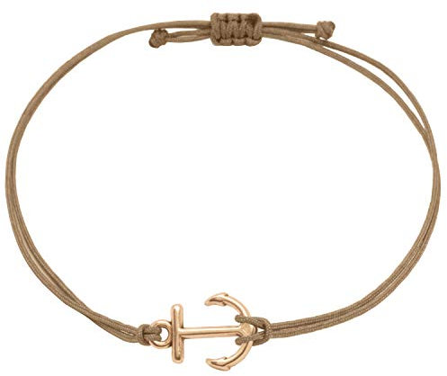 Selfmade Jewelry Armband Damen Anker Roségold Handgemachtes Makramee Armkettchen Größenverstellbar inklusive Geschenk-Verpackung (Rosegold - Braun)