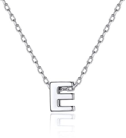 Silvora Letra E Plata de Ley Collares con Inicial Pequeno Colgantes Letras