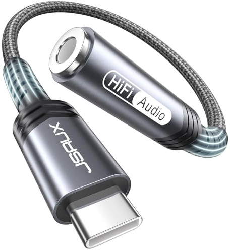 JSAUX USB Type C to 3.5mm Female Headphone Jack Adapter, USB C to Aux Audio Dongle Cable Cord Compatible with iPhone 17 Pro Max/16 Pro/15, Samsung Galaxy S24/S23/S22 Ultra, iPad Pro, Pixel 9/8 Grey
