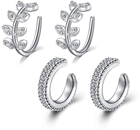 Mayhoop Finto Piercing Orecchio Finti Ear Cuffs Non Piercing Acciaio Inossidabile Clip per l'Orecchio Polsino dell'Orecchio Cartilagine sugli Orecchini Labbro per Donne Uomini 4Pezzi Argento