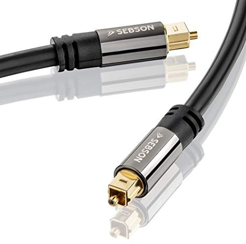 SEBSON Optisches Kabel 1m, Toslink Audiokabel digital für Soundbar, TV, HiFi Anlagen, Spielekonsolen, Heimkino Anlagen