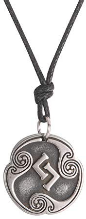 Amaxer Collar de 24 runas de talismán, joyería vikinga, collar de Asatru, con colgante de wicca, runas nórdicas, amuleto nórdico, vintage, collar de cadena ajustable (Jera)