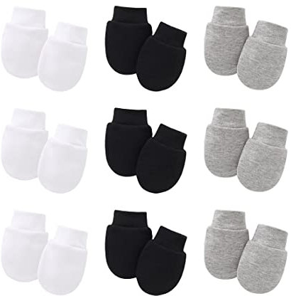 SIOPPKIK 9 Paare Neugeborene Fäustlinge Baby Säugling Handschuhe Kein Kratzer Handschuhe Unisex Baumwolle Handschuhe für 0-6 Monate Baby Jungen Mädchen