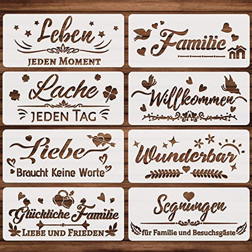 OOTSR 8 Stk Schablonen zum Malen auf Holz, DIY Schablonen Inspirierende Wort Schablonen für Malen, Kunststoff Schablonen Vorlagen für Scrapbooking, Holz Böden Kunst Dekorationen