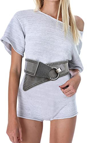 Damen Skinny Ledergürtel Klassisch Einfarbig Vintage breiter Taillengürtel elastische Stretchgürtel mit Interlock-Schnalle Gelbe Mütze Set Damen Gürtel Dünne Gürtel Weibliche Kleidergürtel