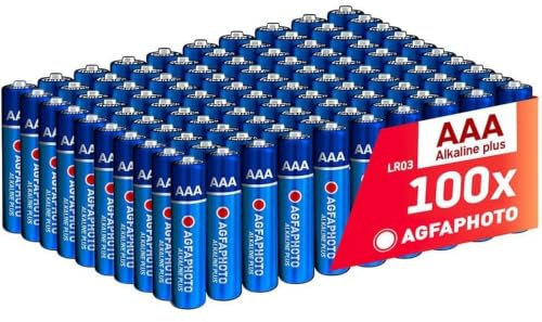 AgfaPhoto Batterie Alcaline PLUS AAA LR03 1.5V Confezione da 100, Lunga Durata, Ideali per Telecomandi Giocattoli Fotocamere, Prestazioni Affidabili, Conservazione 7 Anni
