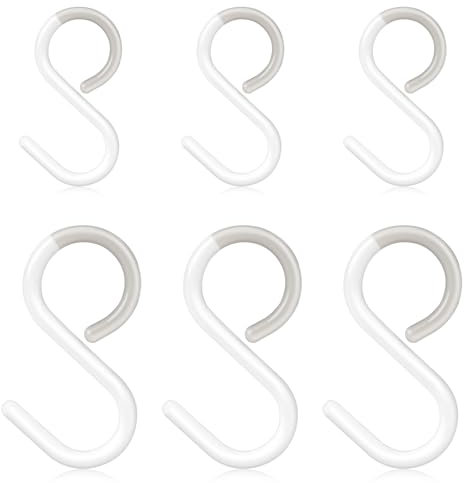 Lot de 6 Crochets en S en Plastique - 2,5/3,5 Pouces, Silencieux, Antirouille - Pour Armoires, Col Flexible