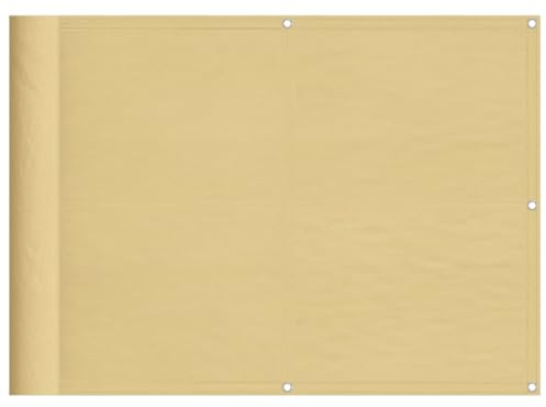 vidaXL Balkon Sichtschutz, Balkonbespannung mit Aluminium-Ösen, Balkonverkleidung Wasserfest, Balkonabdeckung Windschutz, Sandfarben 75x600cm 100% Polyester-Oxford