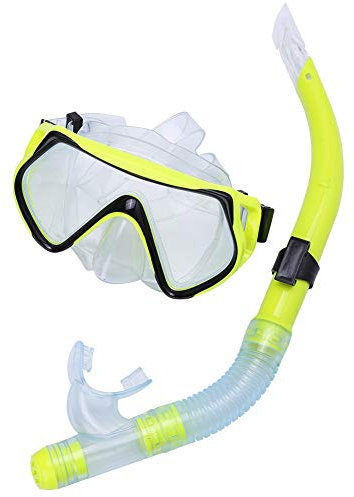Set da snorkeling, attrezzatura per snorkeling per adulti, maschera da immersione anti appannamento, maschera da snorkeling, occhiali adatti per uomini e donne, immersioni, snorkeling, nuoto (giallo)