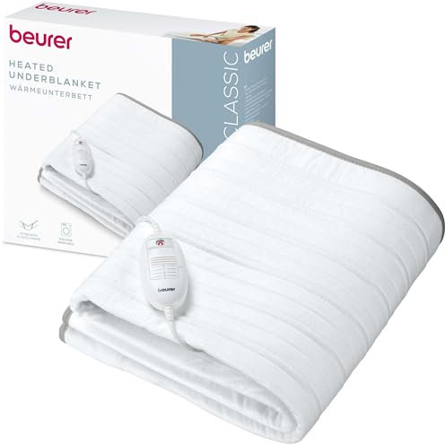 Beurer TS 17 Surmatelas Chauffant, Matière Douce Non Tissée, Antidérapante grâce à la Fixation avec Elastique, 3 Niveaux de Température, 150x80cm, Système de Sécurité, Interrupteur Amovible, Lavable
