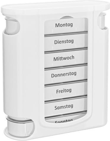 WELLGRO Tablettenbox für 7 Tage - Mit 4 Fächern pro Tag, Pillendose aus BPA-freiem Kunststoff (Weiß)