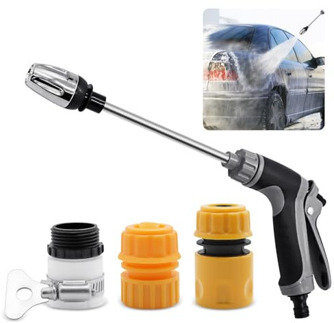 LONTOM Garden Hose Spray Gun, Hose Pipe Spray Gun with Universal Connectors, High Pressure Hose Attachment, Garden Hose Nozzles, Adjustable Water Gun for Plants Watering, Pets Shower, Car Washing