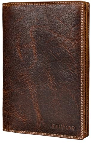 STILORD Larin Fahrzeugschein Hülle Leder Reisepasshülle - Ausweishülle Echtleder für KFZ Schein Impfausweis Zulassungsschein Mutterpass Schutzhülle Jagdschein Etui RFID Farbe:luino - braun