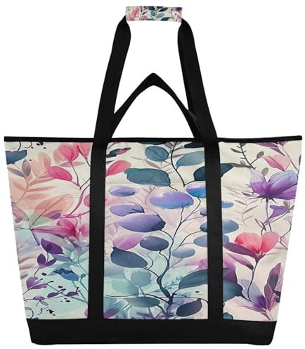 JUMBEAR Große Kühltasche mit schönen Wildblumen, isolierte Lebensmittel-Liefertasche, faltbare Lunchtasche, auslaufsichere Kühltasche, Tragetasche für Strand, Camping, Picknick, Reisen