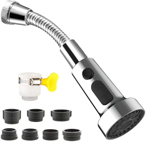 Prolunga Rompigetto Rubinetto Cucina M24/22, Hose Aeratore Rubinetto, Doccino per Lavandino con Tubo, Girevole Filtro Rubinetto con 3 Funzione, Estensione Filtri Aeratori per Rubinetti con Adattatore