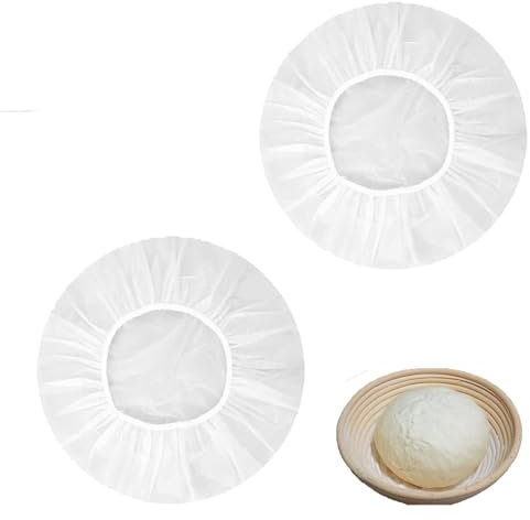 2 Stück Abdeckhauben für Lebensmittel Gärfolie,Gärkörbchen Brot Backen Zubehör Abdeckhaube,Bread Sauerteig Gärkorb Runde Bowl Abdeckung,für Sourdough Teig Gummizug Elastische Proofing Basket Cover