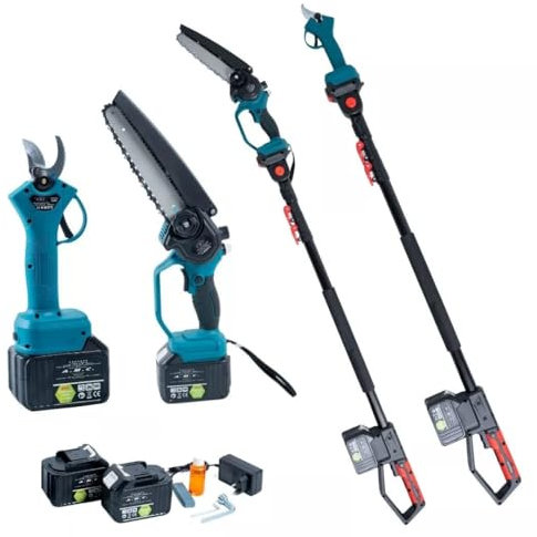 KIT POTATURA MOTOSEGA 8 + FORBICI 35MM + 2 BATTERIE 88V + ASTA TELESCOPICA 240CM
